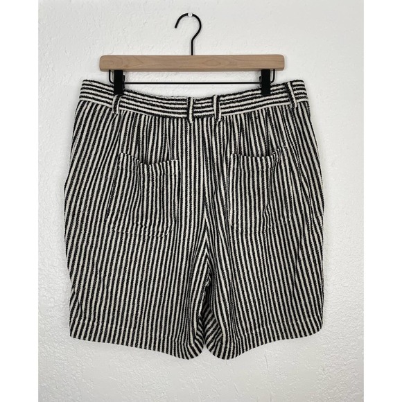 ZARA Black/ White Stripe Textured Drawstring Shorts Size Large - Picture 3 of 3